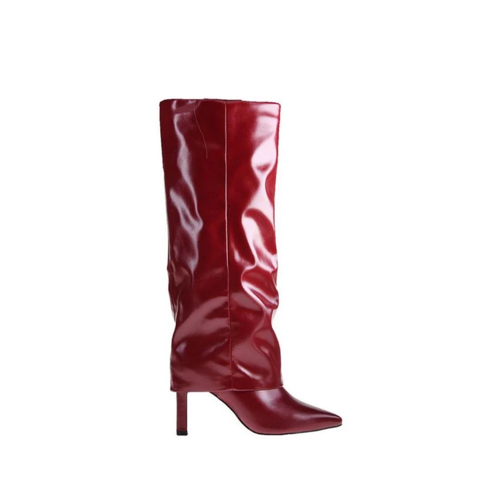 Chinese Laundry Glossy Red Heeled Boots